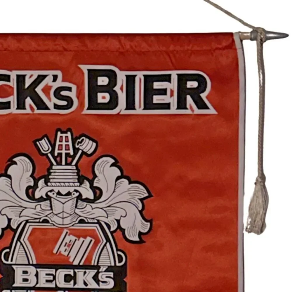 VTG BECK's Beer Wall Hanging Festival Banner Sign Satin 19.5x 27 German Import